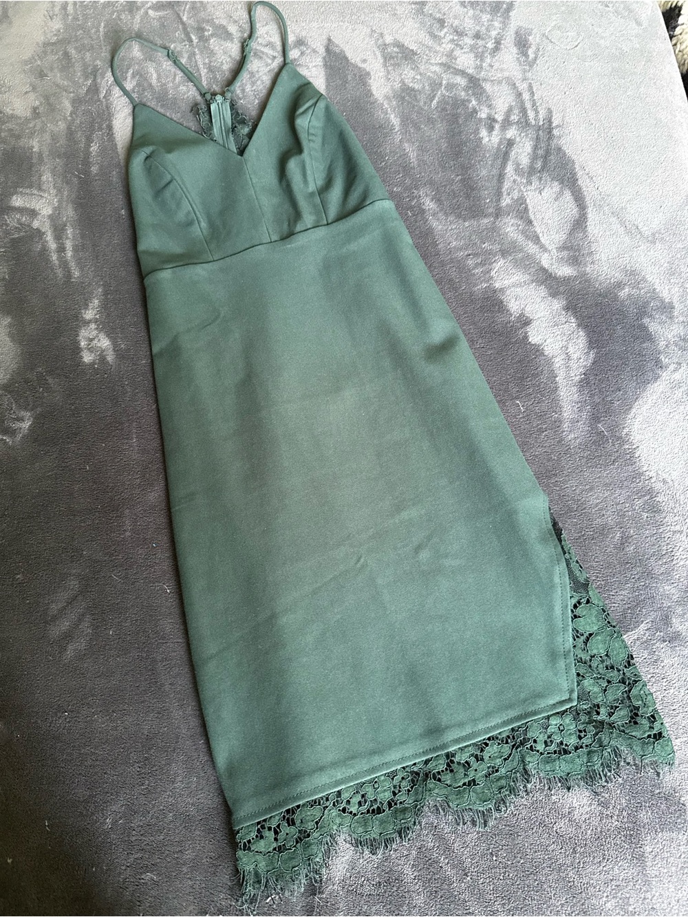 Lulu's Forest Green Lace-Hem Midi Skirt